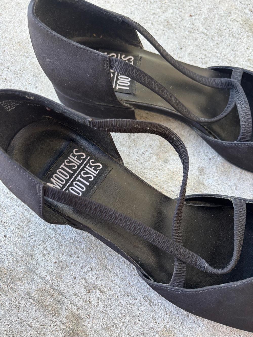 Mootsies Tootsies Vintage Black Slingback Low Block Heel Pumps - Picture 7 of 11